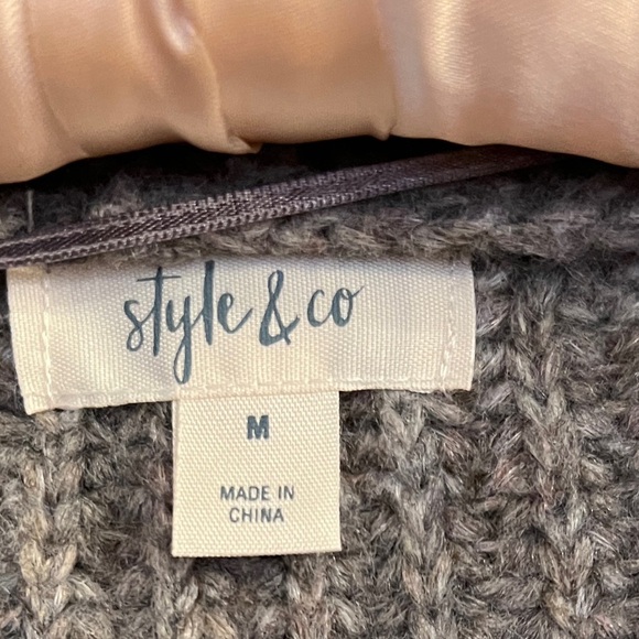 STYLE & CO Women’s Gray Chunky Knit Button Down Cardigan Sweater Size M - Picture 3 of 4